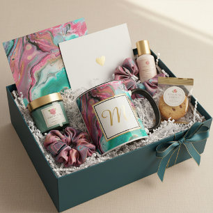 Taza Monograma de mármol rosa y verde