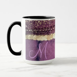 Taza Monograma de monedas de oro de color morado