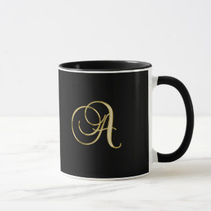Taza Monograma de oro A negro,