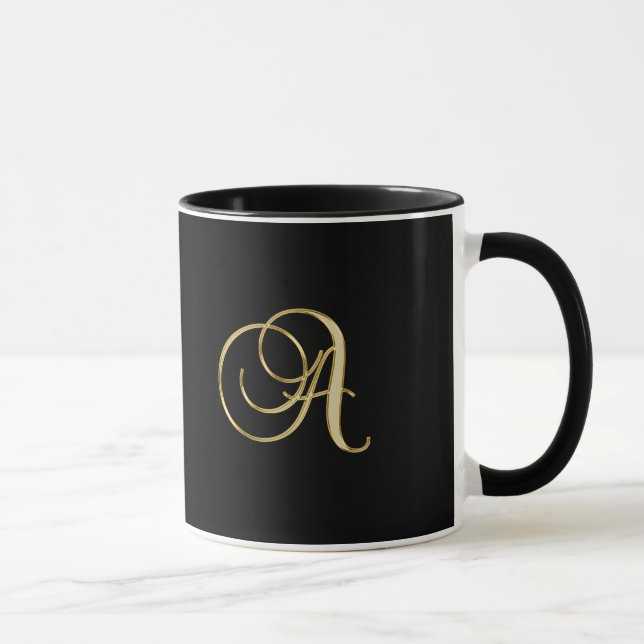 Taza Monograma de oro A negro, (Derecha)