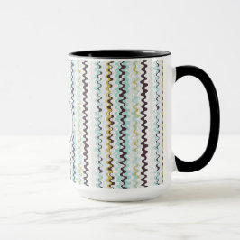 Taza Monograma de patrón abstracto turquesa de color cl