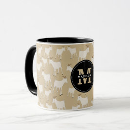 Taza Monograma de patrón animal de granja de cabras