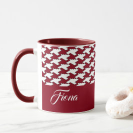 Taza Monograma de patrón de gallo rojo y blanco