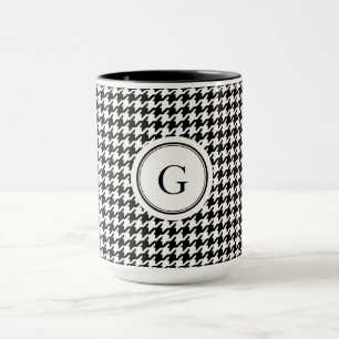 Taza Monograma de patrón de patinaje blanco negro clási