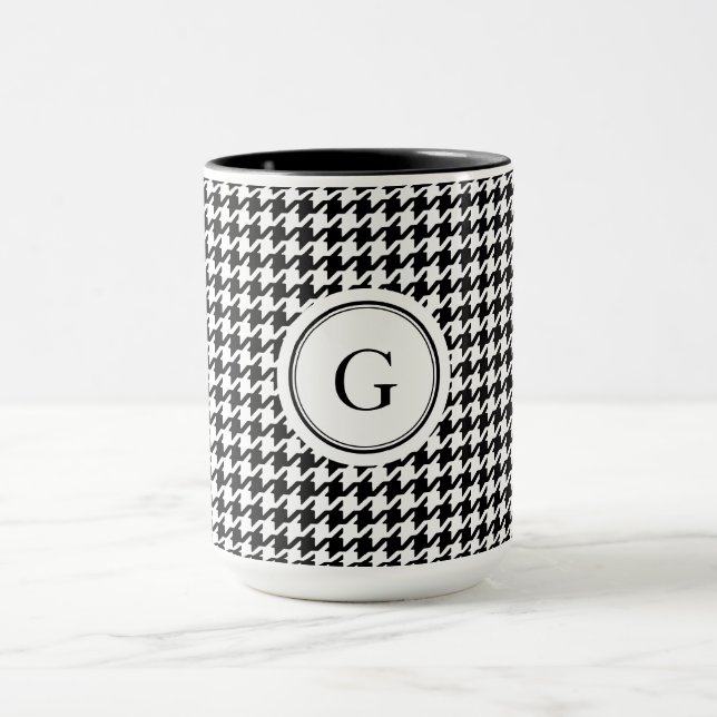 Taza Monograma de patrón de patinaje blanco negro clási (Centro)