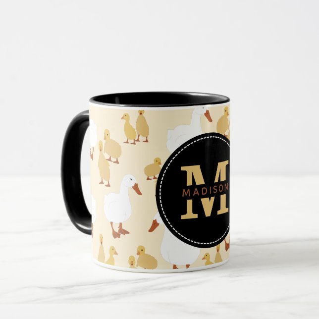 Taza Monograma de patrón de pato y duchón para bebé (Anverso izquierdo)