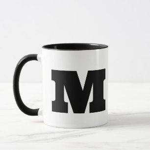 Taza Monograma de personalizado y texto de nombre blanc