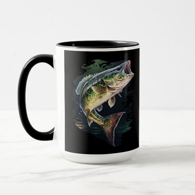 Taza Monograma de pesca con grano de largemouth (Izquierda)