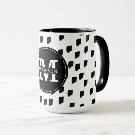 Taza Monograma de pincel blanco y negro