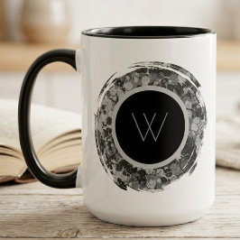Taza Monograma de pincelada abstracta monocromática