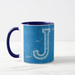 Taza Monograma de plano de letra J