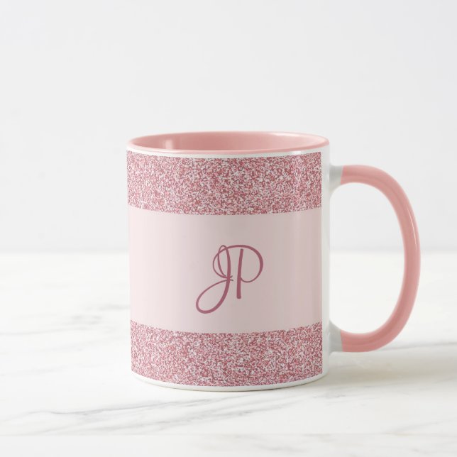 Taza Monograma de plantilla de aspecto de Purpurina de  (Derecha)