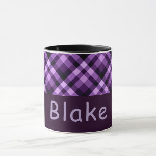 Taza Monograma de plaqueta morada de ciruelas modernas