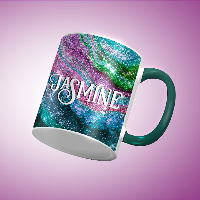 Taza Monograma de Purpurina rosa amarillo ondulado capr (Subido por el creador)