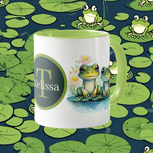 Taza monograma de rana linda