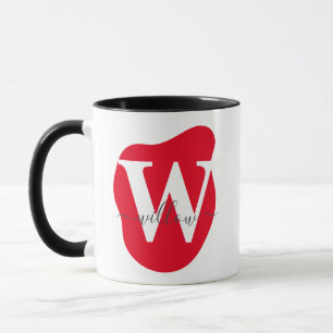 Taza Monograma de resumen rojo personalizado de capas m