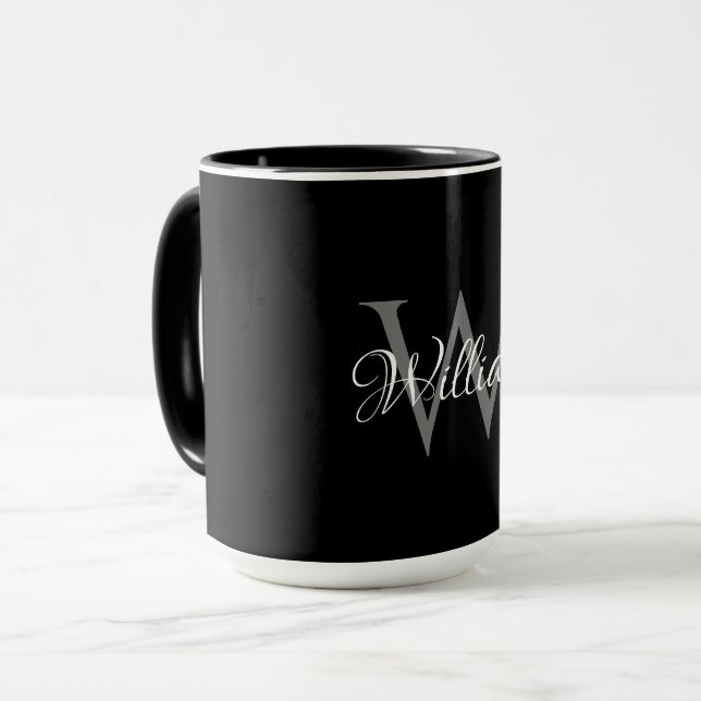 Taza Monograma de script inicial personalizado por pers (Anverso izquierdo)