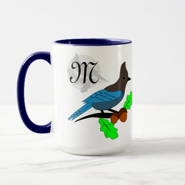 Taza Monograma de Steller Blue Jay (Izquierda)