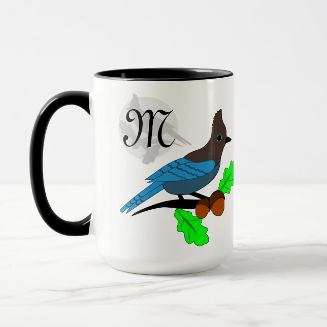 Taza Monograma de Steller Blue Jay (Izquierda)