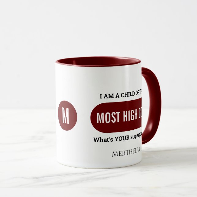 Taza Monograma de superpotencia cristiana personalizada (Anverso derecho)