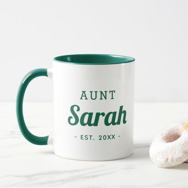 Taza Monograma de tía personalizada (Con donut)