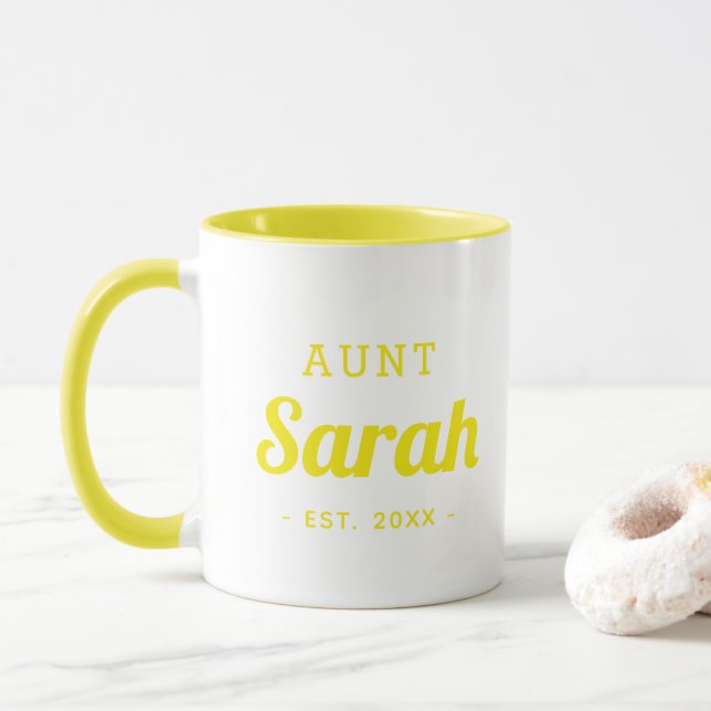 Taza Monograma de tía personalizada (Con donut)