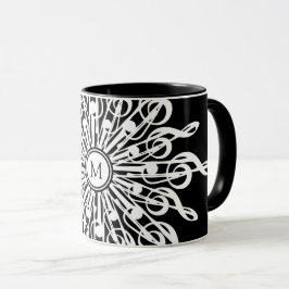 Taza Monograma de tintorería Ornamental negra