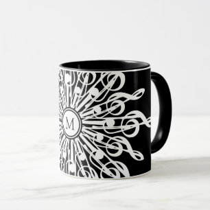Taza Monograma de tintorería Ornamental negra