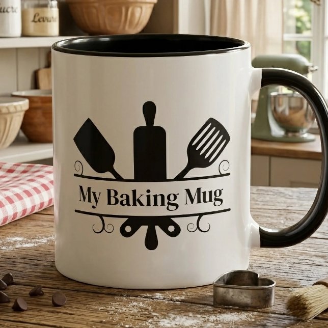 Taza Monograma de Utensilios de Cocina (Kitchen Utensils Monogram Mug)