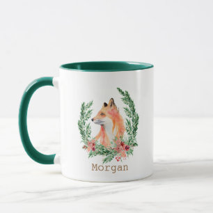 Taza monograma de wreath místico zorro evergreen Mug