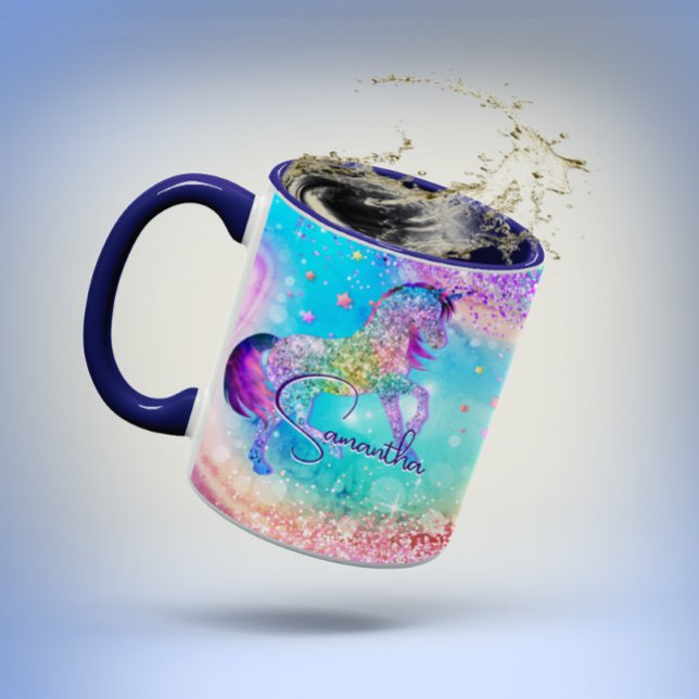 Taza Monograma del arco iris del Purpurina rosa del uni (Subido por el creador)