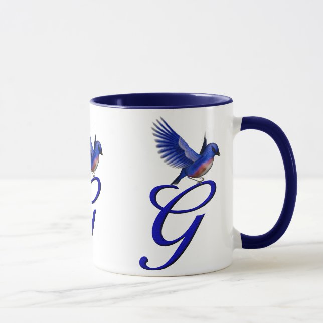 Taza Monograma del Bluebird G Inicial Elegante (Derecha)