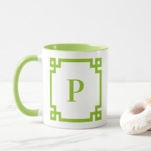 Taza Monograma del borde de la llave griega limón