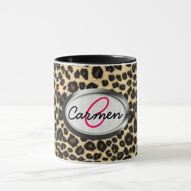 Taza Monograma del estampado leopardo (Centro)