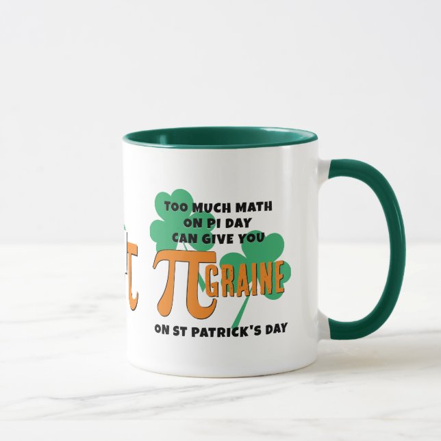 Taza Monograma del Humor St Patrick's Day Pi Day (Derecha)