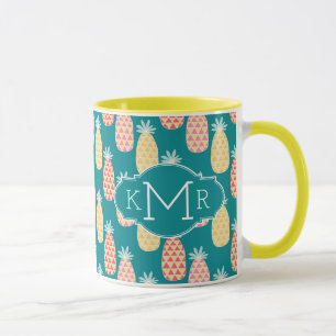 Taza Monograma del modelo el   del Doodle de la piña