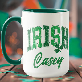 Taza Monograma del Orgullo Irlandés Retro San Patrick