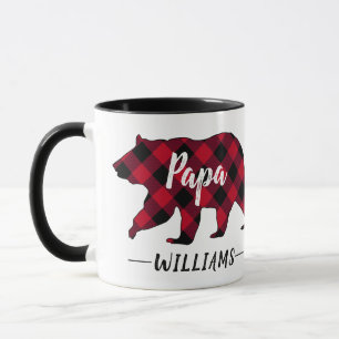 Taza Monograma del oso negro ruso tocado en búfalo roj