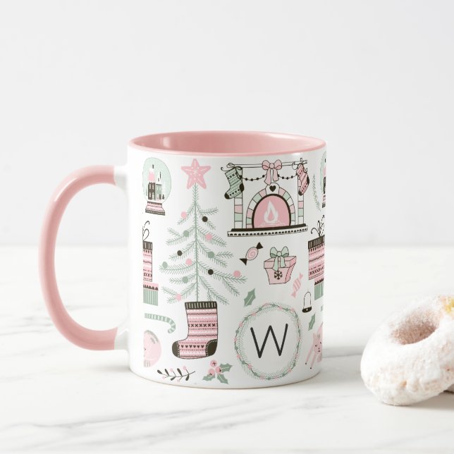 Taza Monograma del patrón de Navidades Girona (Con donut)