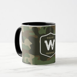 Taza Monograma del patrón del ejército del camuflaje ve