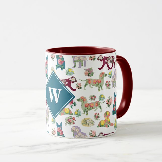 Taza Monograma del patrón y las flores de cosecha (Anverso derecho)