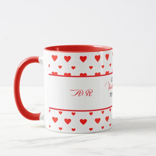 Taza Monograma del primer El día de San Valentín juntos (Izquierda)
