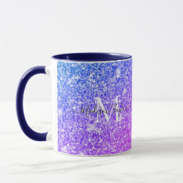 Taza Monograma del Purpurina morado y rosado Girona