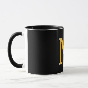 Taza Monograma dorado inicial negro nombre personalizad