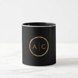 Taza Monograma Dorado Mínimo en NEGRO