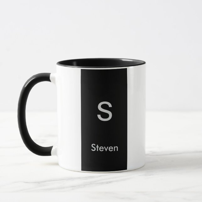 Taza Monograma dos tonos moderno negro y blanco (Izquierda)