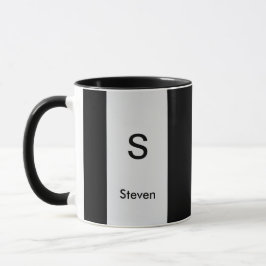 Taza Monograma Dos Tonos Moderno Negro y Gris Claro