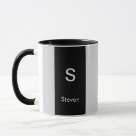Taza Monograma dos tonos negro moderno y gris