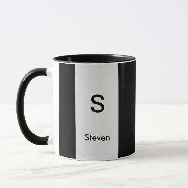 Taza Monograma dos tonos negro moderno y gris claro (Izquierda)