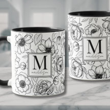 Monograma Elegante en Blanco y Negro